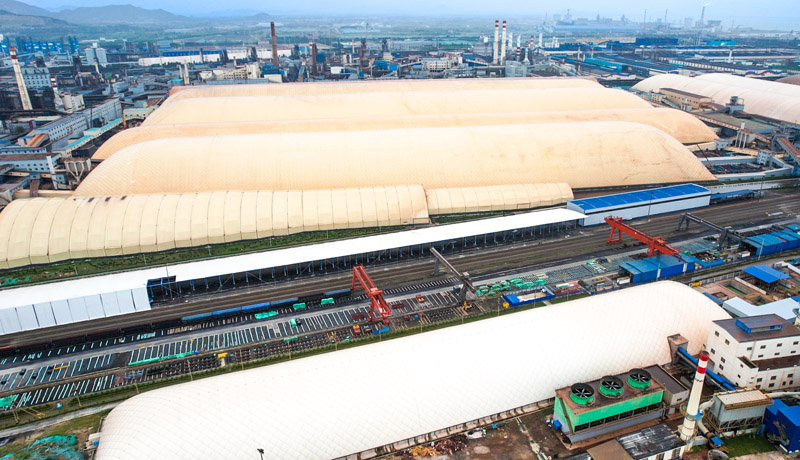 山东日照新钢厂数字化气膜环保料棚